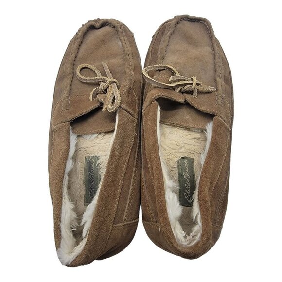Eddie Bauer Shoes Mens Size 13 Edison Faux Fur Lined Moccasin Suede Slippers - Picture 7 of 11